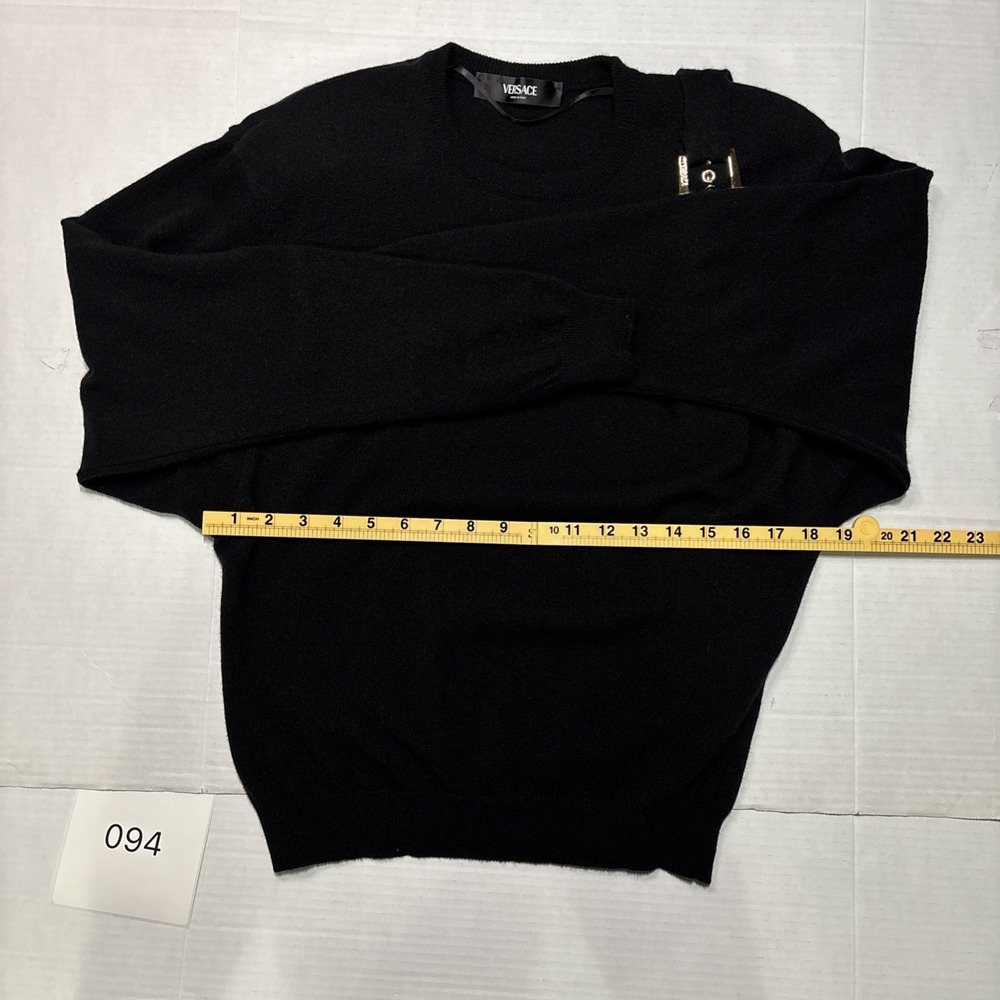 Versace Wool Buckle Sweater Black Size-42 US 6 Gold Hardware Made in Italy - Picture 11 of 15